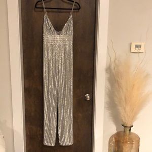 SAYLOR Silver sequin jumpsuit